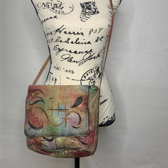 Vintage Handbags - Vintage Hand painted Crossbody Shoulderbag